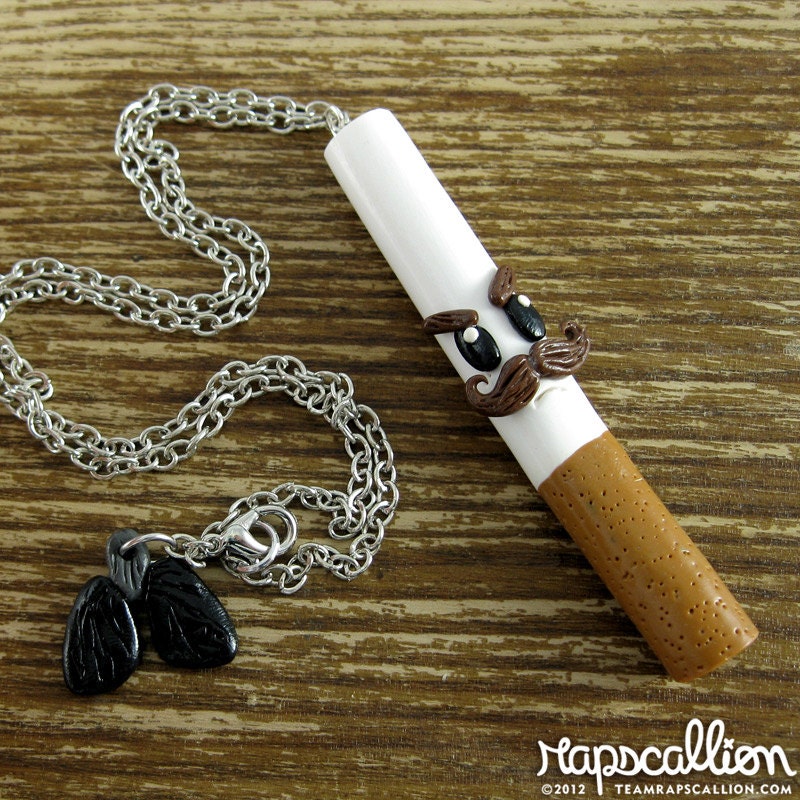 Angry Cigarette Polymer Clay Necklace