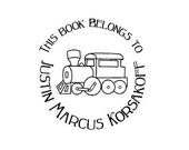 Custom Choo Choo Train Ex Libris This Book Belongs to Rubber Stamp Bookplate