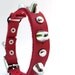 Red Leather Cat Collar with Gentle Spikes and Studs, Size XS, 7-9in Neck, EcoFriendly, OOAK