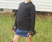 Boho Collection Sweet Lace Top Black  Ready To Ship 12-18m or 18-24m