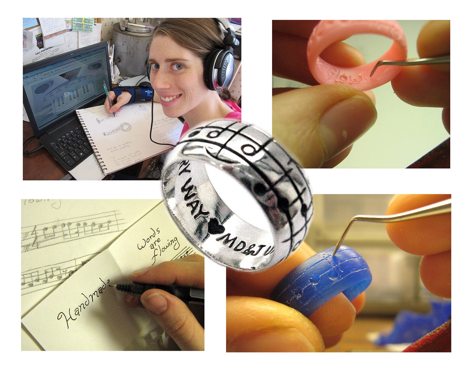 Your Song Wedding Bands - High End Nerd Wedding Rings - Sterling Silver - Personalize - Made to Order - Real Music matches your song