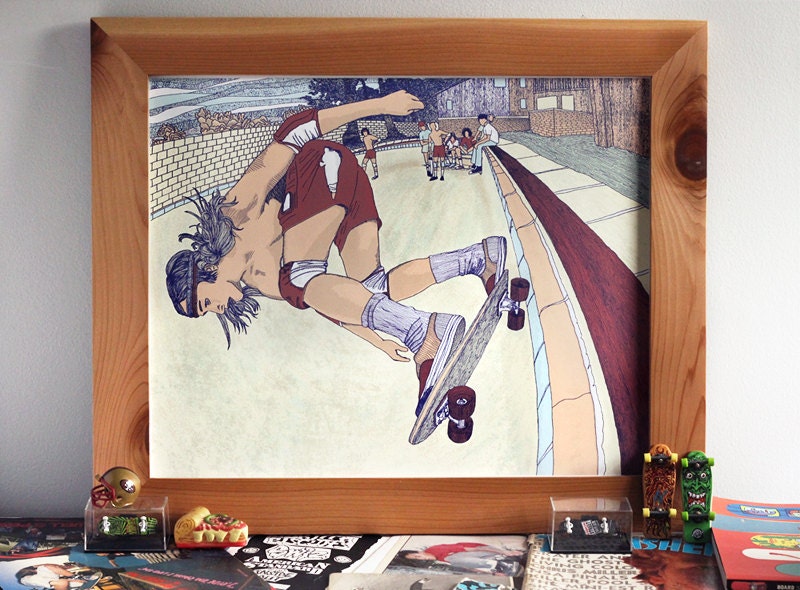 Pool Session - 20 x 16 Limited Edition Silkscreen Art Print - Hero Design Studio