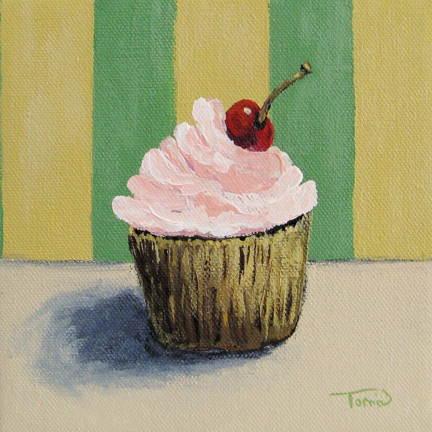 Cupcake 002  6" x  6" Original Painting on Gallery Wrapped Canvas by Torrie Smiley