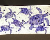 Platter. Sea Turtle. Mommy and with Babies Sea Turtle Rectangular Platter. Sea. Turtle. Blue. Handmade by Sara Hunter Designs.
