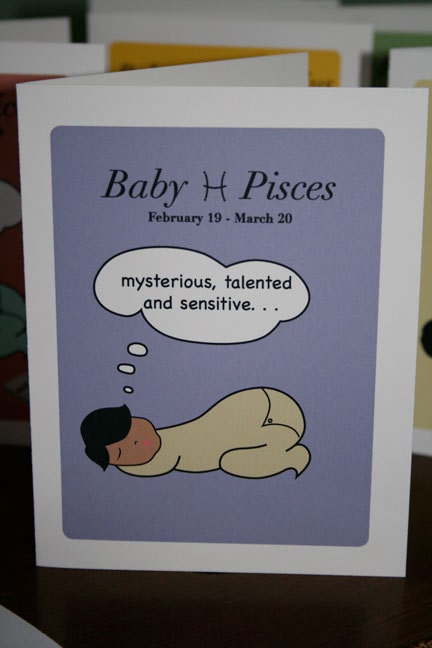 Pisces Baby Shower Astrology Greeting Card
