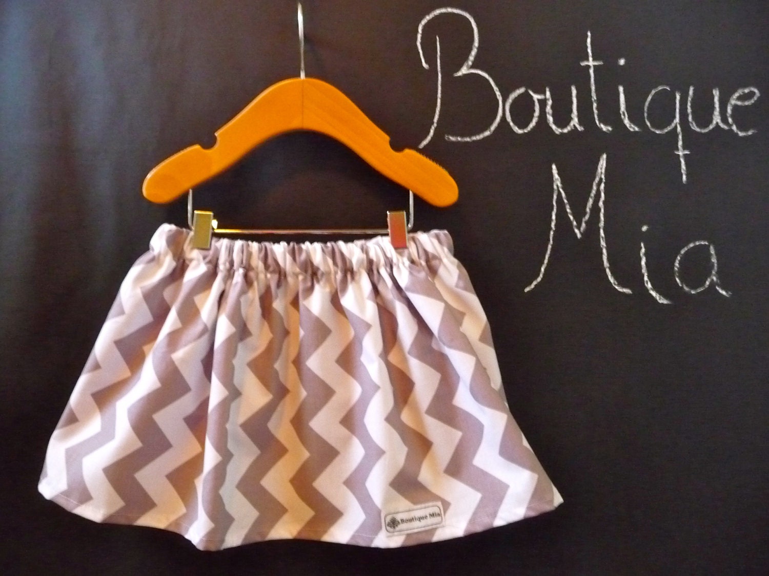 SAMPLE - Children Skirt - Grey Chevron - Will fit Size 2T up to 4T - by Boutique Mia and More - Ready To Ship