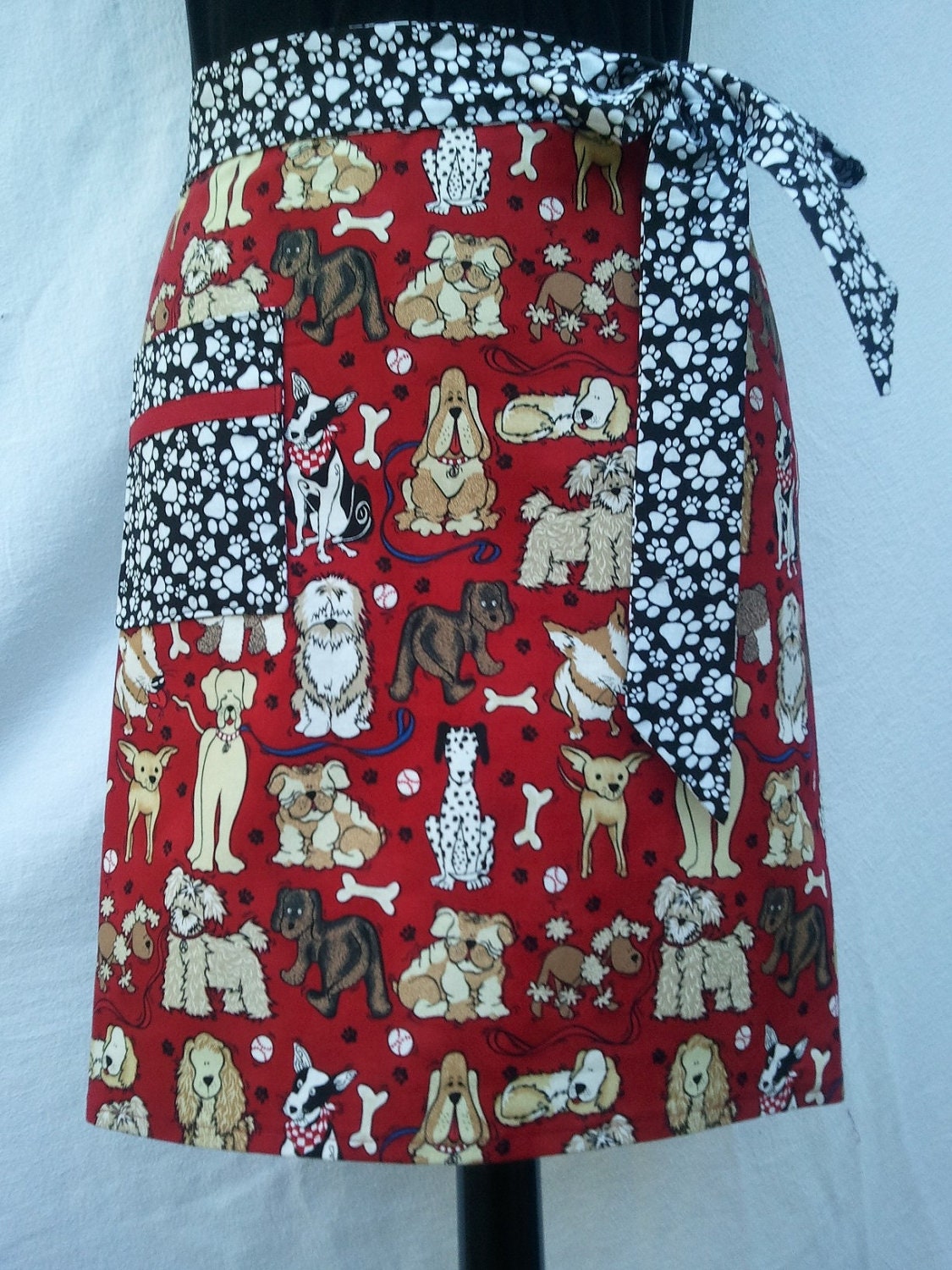 Dogs & Pawprints Half Hostess Apron for the Dog Lover