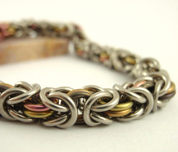 Niobium Beyond Basic Byzantine Chainmaille Bracelet - Muted Grand Style and Hypo Allergenic