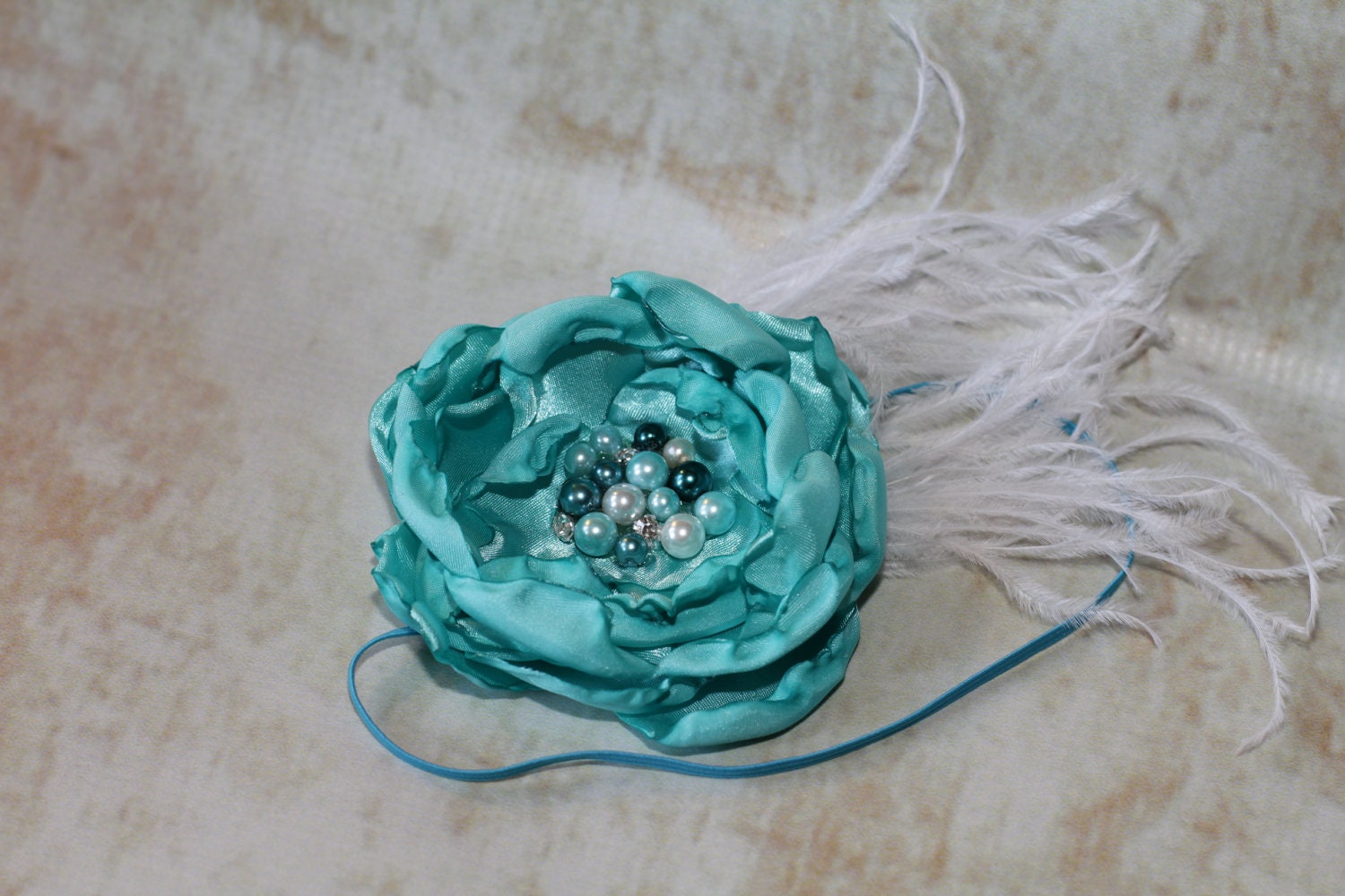 Glamour Me Up-  Couture Handmade Girls Aqua Headband