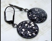 Black and Silver Glass Shard Glitter Earrings, Hypoallergenic and Nickel Free Jewelry MADE TO ORDER