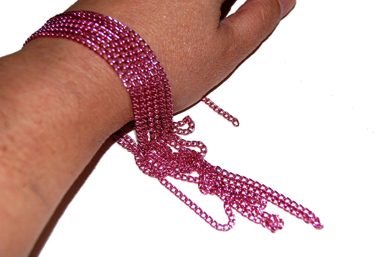 Reserved for Jennifer - Watermelon Pink Anodized Aluminum Curb Chain 6 Feet Precut