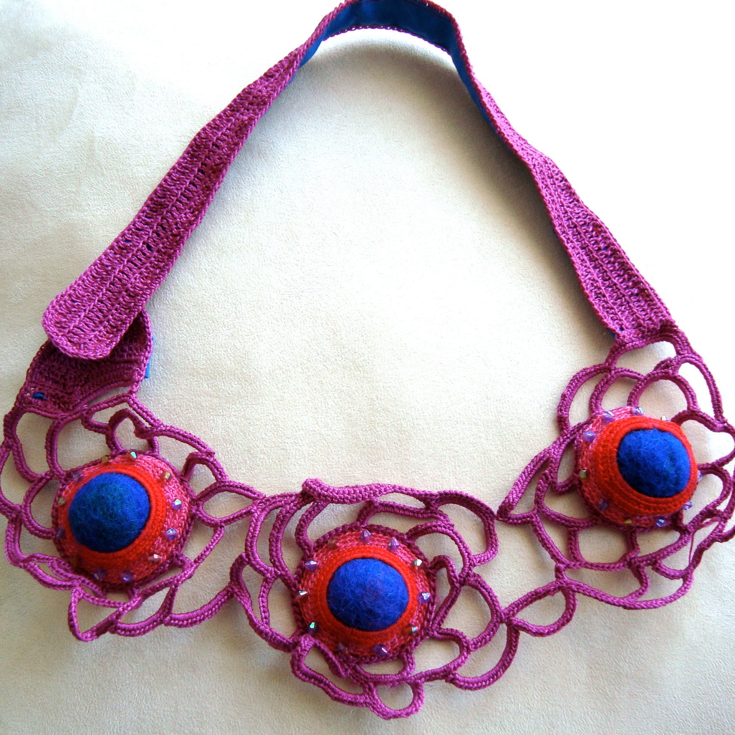 Lace Green Freeform crochet necklace