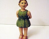 OOAK Little GIRL Green Dress Art Doll child full sculpture figure