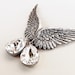 Crystal Bridal Earrings Clear Swarovski Drop Clip On SILVER Wing Earrings