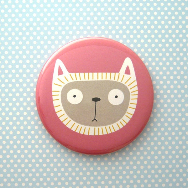 Pink Cat - Pocket Mirror