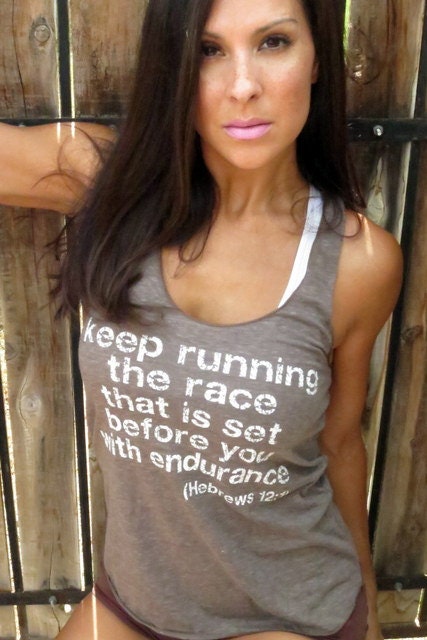 Keep Running the Race that is Set Before You with Endurance Burnout Workout Tank Size SMALL