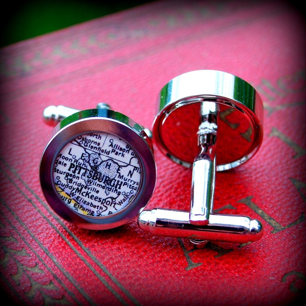 Pittsburgh Vintage Map Cuff Links - Great Gift