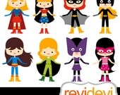 Clipart Superhero Girls Power 07418.. Commercial use digital clip arts