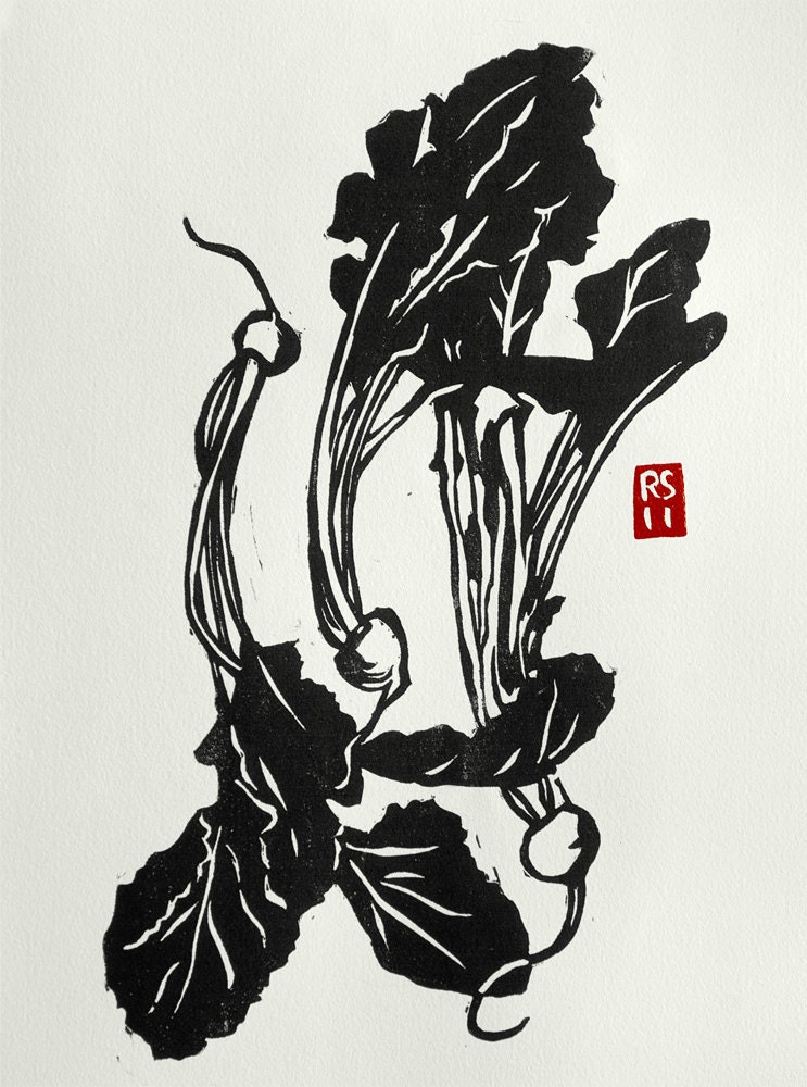 Japanese Turnips Hand-printed Block Print