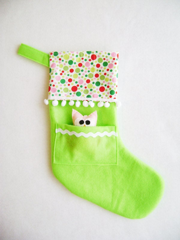 Christmas Stocking - Pocket Peeper Owl - Gingerbread
