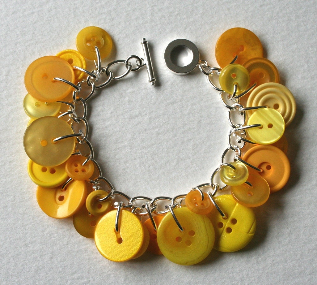 Button Bracelet Lemon Yellow Sunshine
