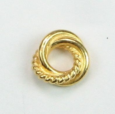 Vermeil Fancy 8.5mm Bali Large Hole Love Knot Ring Twist Spacer Beads with Large 4mm Hole (6 beads)