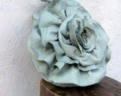 Cool Sage Mint Leather Rose Wristlet in Distressed Cowhide Leather Hand Made by Stacy Leigh Ready to Ship