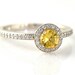 14K Yellow Sapphire Engagement Ring Diamond Halo Sapphire Ring Custom Wedding Jewelry 18K Platinum Palladium