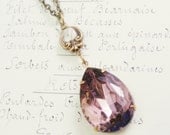 Lavender Marie Antoinette Jewel necklace amethyst purple gem elegant brass Ma bridal