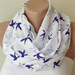 Infinity Scarf Loop Scarf Circle Scarf Cowl Scarf Bird is flying Chiffon and Coton... Scarf...birds