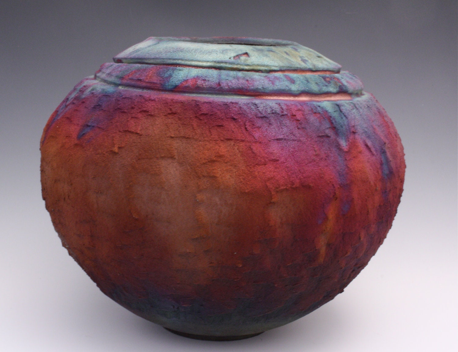 Ceramic Purple Blue Matte Raku Vase Ceramic Pottery