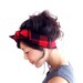 RESERVED Red Plaid Skinny Bow Tie Headband