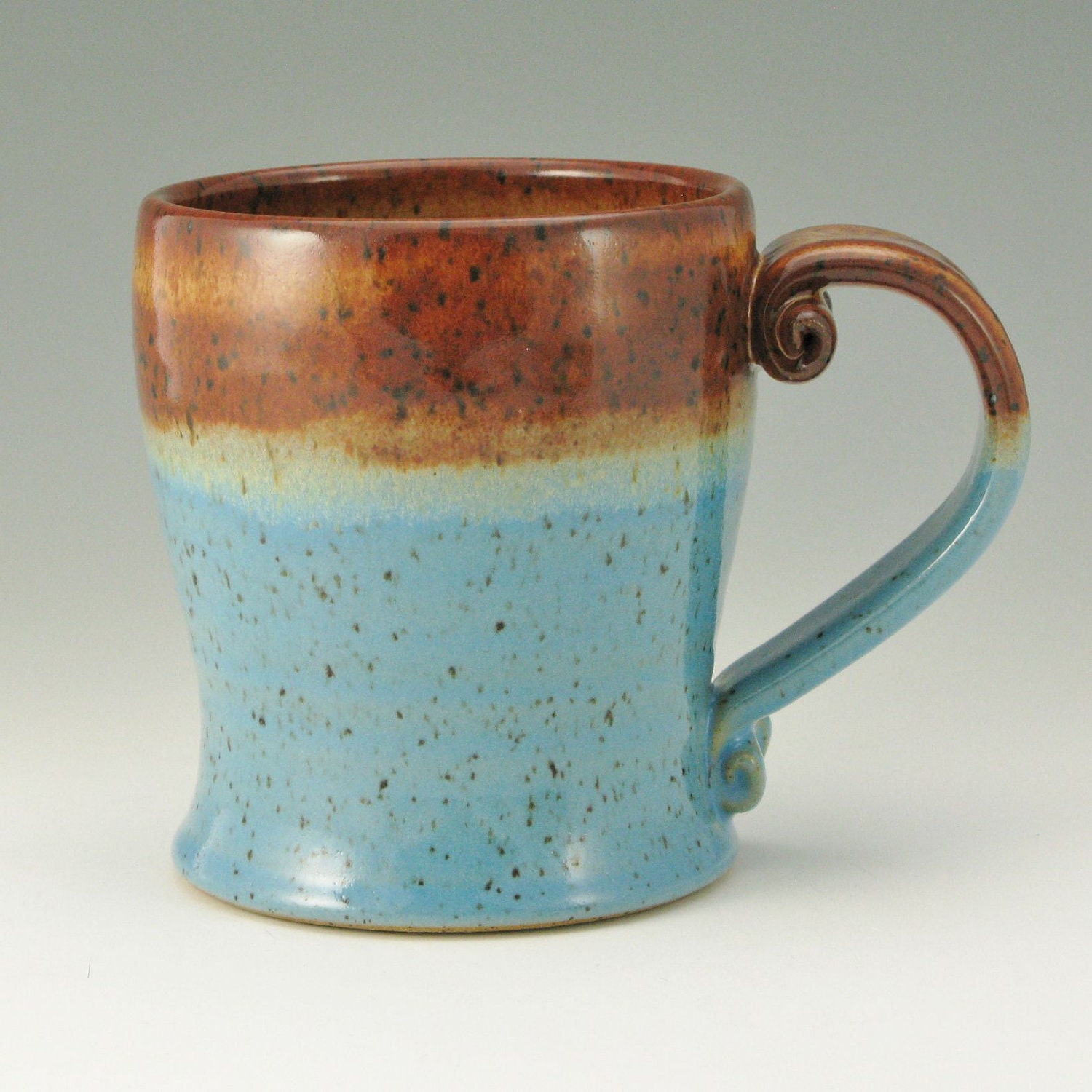 ONE Mug, LG Coffee Mug, Beer Mug, Soup Mug, Honey Brown, Bright Light Blue, Ready To Ship