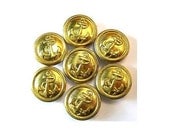 SALE-60 Metal  vintage buttons, carved anchor picture, gold color, 17mm