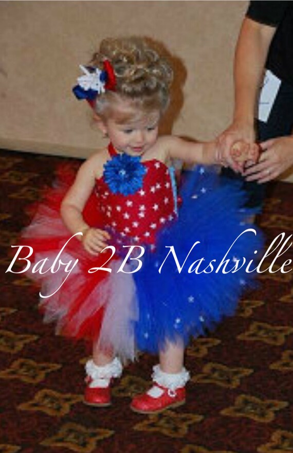 Patriotic Pageant Tutu Costume  Baby to 2T in Red White and Blue