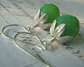Jadite Green Glass Earrings, Green Glass Earrings, Sterling Silver Earrings, Bridesmaid Earrings