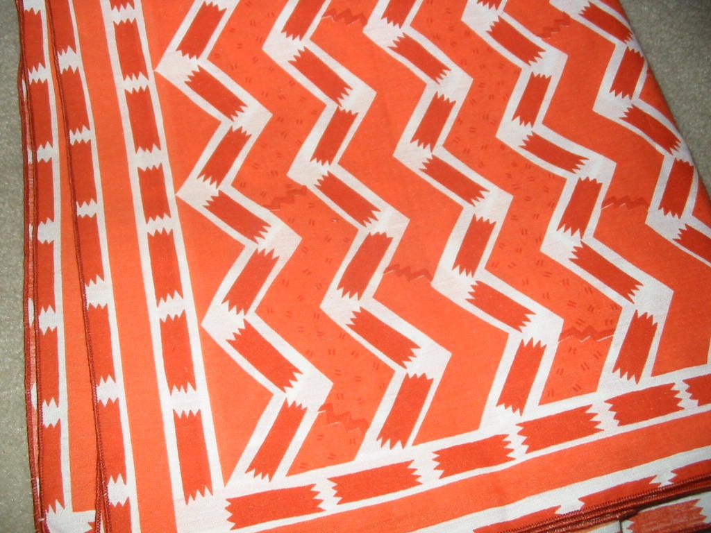 Vintage MOD 80s Orange Zig Zag Geometric Napkin LOT of Five Signed Frank McIntosh