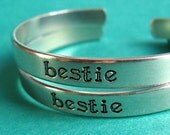 Bestie Friendship Bracelets - Set of 2 hand stamped Friendship Bracelets aluminum cuffs