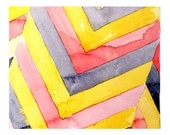 Art Original Watercolor Abstract Geometric Painting Home and Garden Dorm Fall Colors Dorm Men Women Kids Yellow Pink 7.5 x 10.5 Under 50