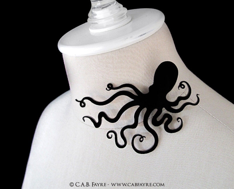 An Octopus Love Affair Brooch/Pin - Laser Cut Acrylic - Large 4" (C.A.B. Fayre Original Design)
