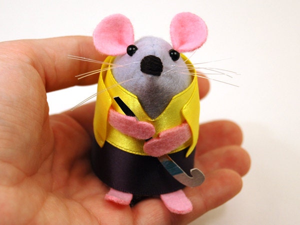 Field Hockey Mouse Ornament felt hockey player rat hamster mice cute gift - Emily the Hockey Mouse
