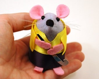 Field Hockey Mouse Ornament felt hockey player rat hamster mice cute gift - Emily the Hockey Mouse