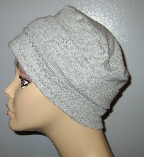 3Band Gray Knit Chemo Cancer Alopecia Hat Hair loss by CJHats