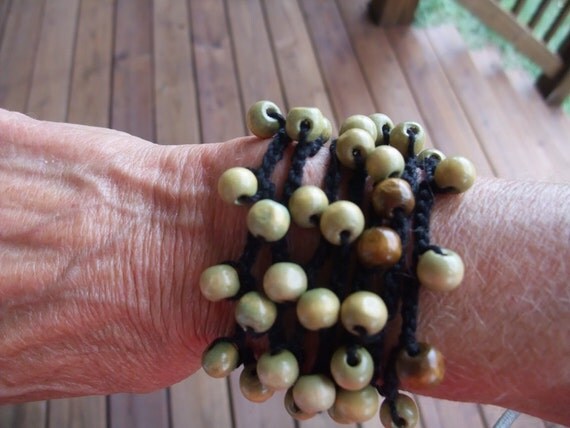 Hand Crocheted Beaded Bangle Bracelet