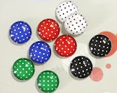 10pcs handmade assorted colors dots round clear glass dome cabochons 14mm (140226)