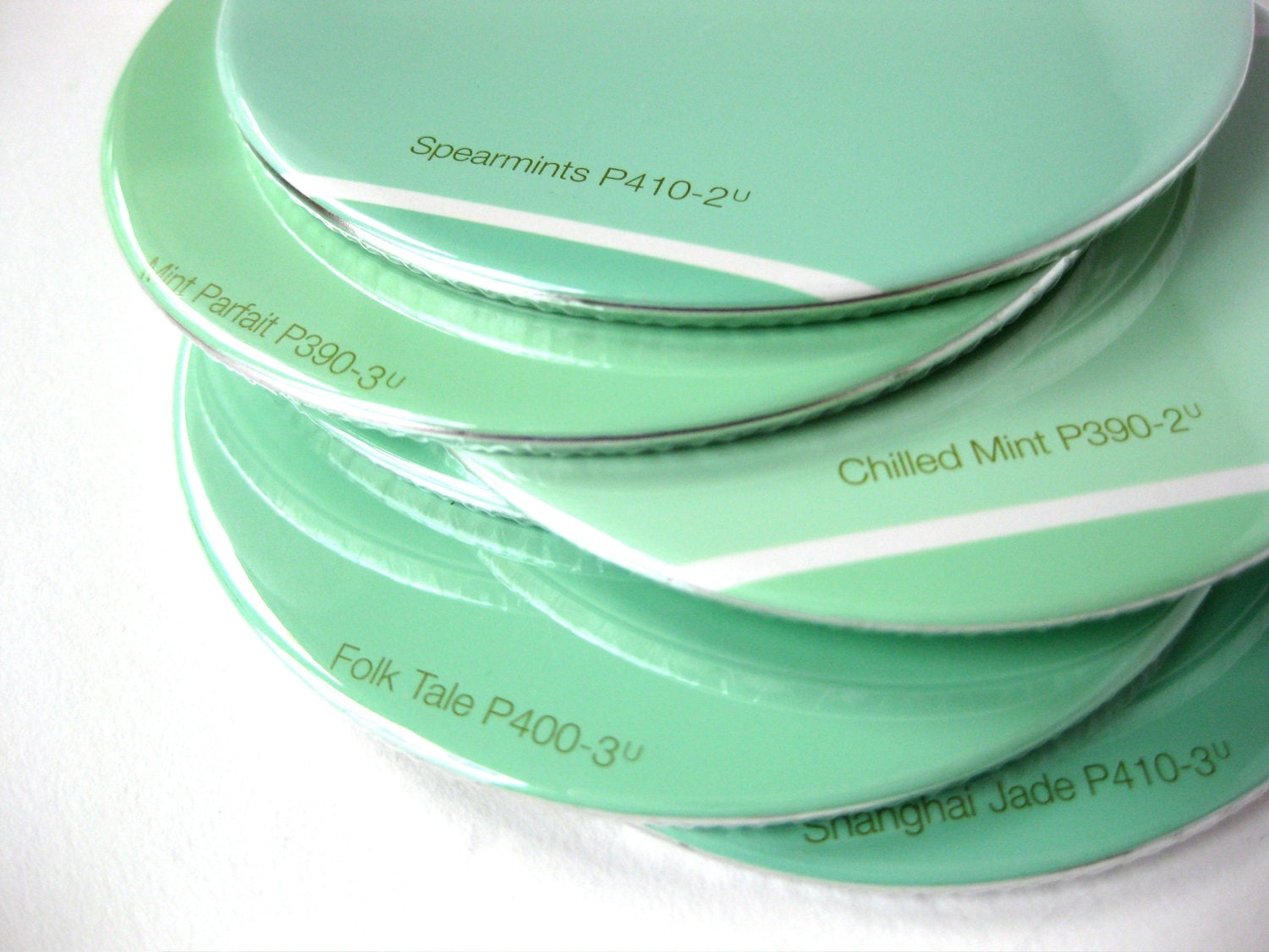 Mint Coasters // Recycled Paint Samples  // Choose Your Own Color // Mint Green Home Decor - MeowKapowShop
