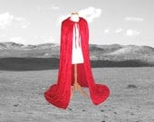 Red Hooded Cloak - Cape  - Velvet - Little Red Riding Hood - Renaissance Festival- Wedding - Halloween Costume