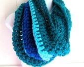 Infinity Scarf, Shades of Blue Scarf "Buy one get one half off" Cobalt, Teal, Turquoise, Aquamarine, One of a Kind