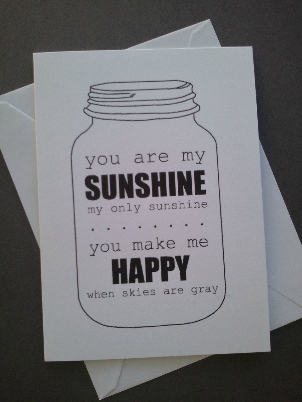 You Are My Sunshine Mason Jar greeting card - smaller size READY TO SHIP