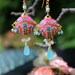 neon colors- Hot Candy Pink and Shades of Blue - Topaz,aquamarine,amazonite and chalcedony gemstone cluster earrings - Festival of Kites